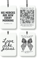 Dark Coquette Bow Floral Christian Car Air Freshener 4 Pcs, Preppy Girly Religious Hanging Air Freshener for Cars Closet Drawer Books, Cute Christian Car Accessories Mirror Decor for Women