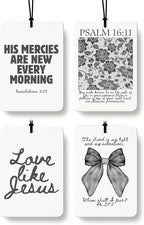 Dark Coquette Bow Floral Christian Car Air Freshener 4 Pcs, Preppy Girly Religious Hanging Air Freshener for Cars Closet Drawer Books, Cute Christian Car Accessories Mirror Decor for Women