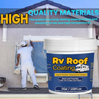 1Gal/133Fl.oz Liquid Rubber Rv Roof Coating White Waterproof Sealant Camper Roof Repair Solar Reflective Wooden Brush Putty Knife Nitrile Gloves Paint Roller Drywall Repair Tape