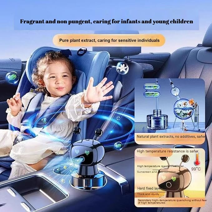 Robot Intelligent Aromatherapy Machine, Smart Cute Robot Car Air Freshener - Fine Spray/Fillable/Four-Gear Adjustment/Vibration Sensing/On-Off/Large Capacity Long-Lasting Fragrance/Black-V2(Cologne)
