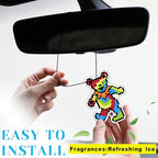 Pixel Dancing Bear Rock Car Air Freshener Card Pendant（8Pack Fresh Ice Scent） Gifts Rock Band Music Merch Party Supplies Room Decor Accessories for Hanging Rearview Car Interior