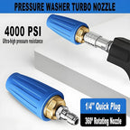 Selkie Turbo Nozzle for Pressure Washer, 4000 PSI Rotating Turbo Nozzle 1/4" Quick Connect, 7 Pieces Spray Nozzle Tips & Nozzle Holder, Multiple Degrees Washing, Additional 1.1 mm Orifice Nozzle