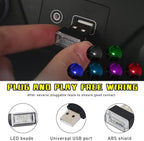 Augeny 6 PCS USB LED Car Interior Atmosphere Lamp, Plug-in USB Decor Night Light, Portable Auto Ambient Lighting Kit, Universal Vehicle Interior Accessories for Most Cars (6 Colors)