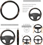 FKELYI Horse Auto Anti-Slip Steering Wheel Protector and Front and Back Seat Covers, Soft Polyester Headrest Cover, American Gear Shifter Knob and Handbrake Cover, Cup Coasters