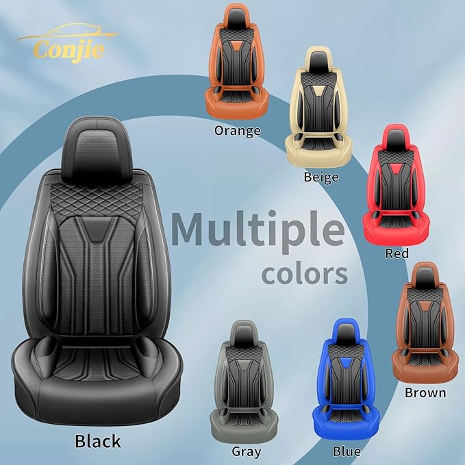 Fit Sonata Car Seat Covers Premium Leather for Hyundai Sonata 2007-2025 2026. Waterproof， Breathable, Scratch-Resistant & All-Weather Seat Cushion Protector（Front Seat,All Black
