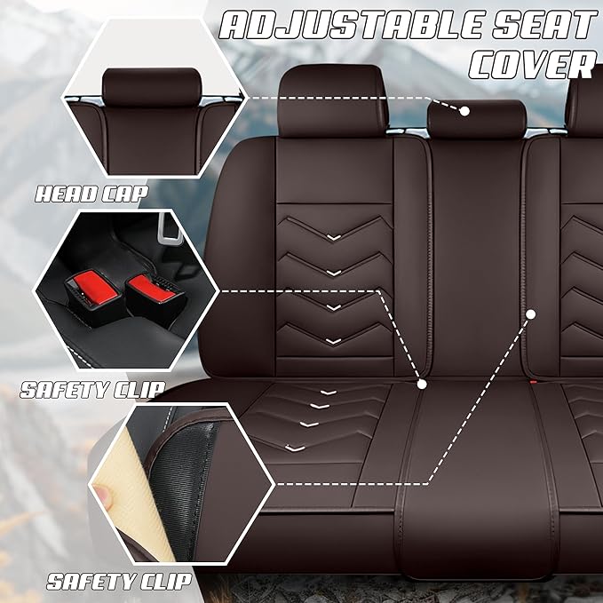 Car Seat Covers Fit for Toyota rav4 2000-2026, Stylish Sport Seat Covers, Waterproof Wear-Resistant Premium Nappa Leather Car Seat Cover.(Full Set with Pillow/Coffee Color)