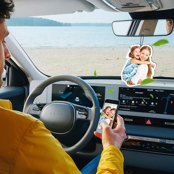 Custom Air Fresheners with Picture - Personalized Air Freshener for Car, Double Sided Customizable Photo Text,Birthday Wedding for Men Women Girlfriend Boyfriend (Crop)