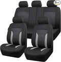 CAR PASS 3D Air Mesh Car Seat Covers Full Set, Breathable Sporty Rear Bench with Zipper for Armrest Box Universal Fit 95% Automotive SUV,Truck,Sedan Interior Cute Women Airbag Compatible, Black Gray