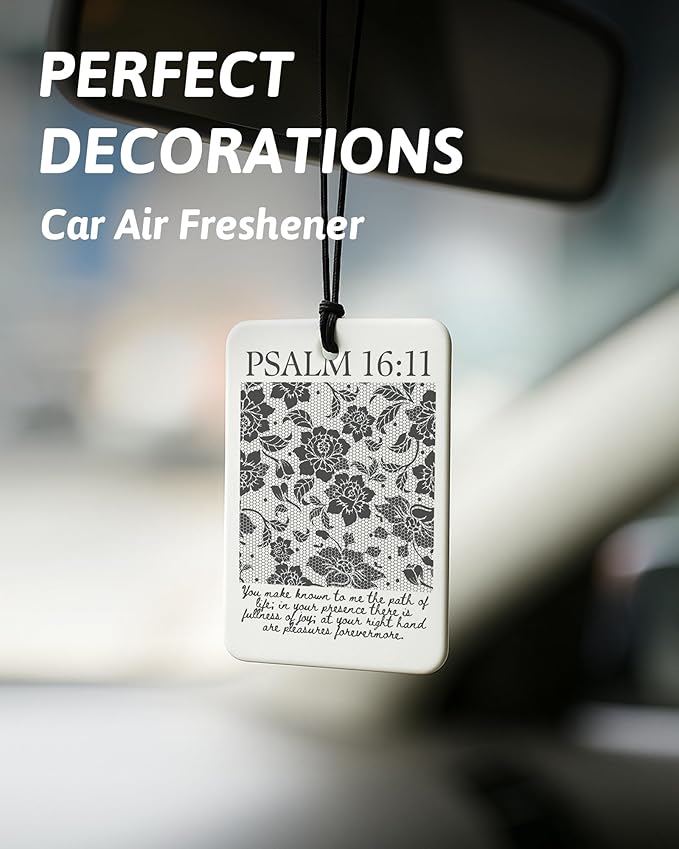Dark Coquette Bow Floral Christian Car Air Freshener 4 Pcs, Preppy Girly Religious Hanging Air Freshener for Cars Closet Drawer Books, Cute Christian Car Accessories Mirror Decor for Women