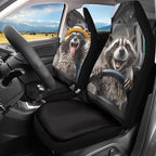 Funny Front Seat Covers for Cars Happy Raccoon Soft Bucket Seat Covers Scratchproof Premium Polyester Seat Covers for SUV Vans Sedans Trucks