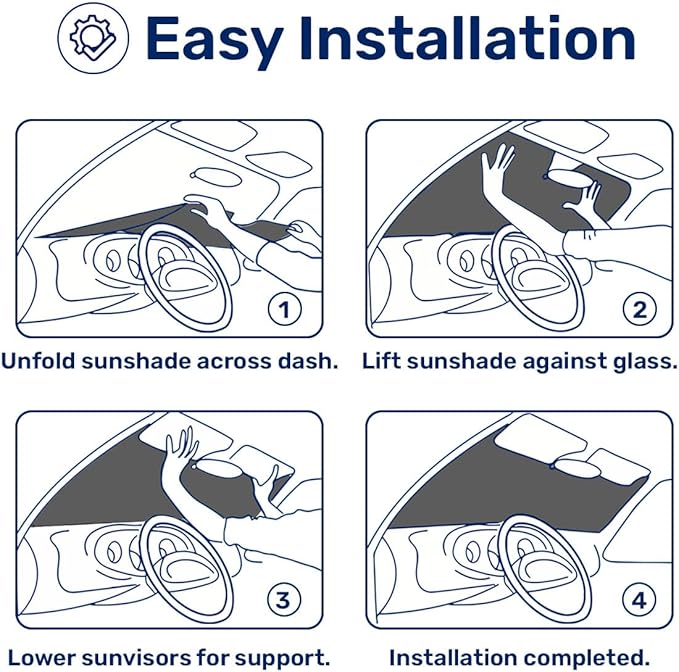 GENANY Windshield Sun Shade for Electric Vehicle (59x37 inches), Sun Shade Windshield, Shades for Front Windows, Sunshade for Car Windshield, Xmas Auto Gift, Car Decor
