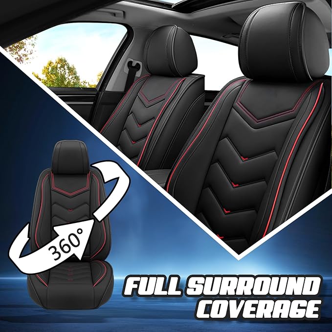 Car Seat Covers for Honda Accord 2000-2026, Premium Nappa Leather Car Seat Cover, Stylish Sport Seat Covers， Automobile Seat Cover Sets.(Standard 2 Seats/Black)