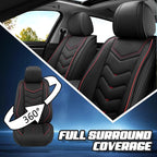 Car Seat Covers for Fiat 500 2012-2019, Premium Nappa Leather Car Seat Cover, Stylish Sport Seat Covers， Automobile Seat Cover Sets.(Standard 5 Seats/Black)