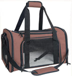 Soft Sided Carrier for Small Medium Cats Dogs,Removable Pad Collapsible Travel Pet Carrier Large Brown