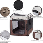 DONORO Dog Kennels and Crates for Medium Dogs, Portable Pop Up Indoor Pet Cage with Sturdy Wire Frame, Collapsible Travel Crate Soft Sided Cat Bag Escape Proof (Brown, 24.0" L x 16.0" W x 19.0" H)