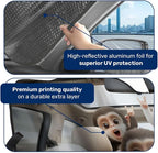 GENANY Monkey Windshield Sun Shade for Car SUV Truck (55x30 Inches), Front Window Visor for Windows, Protector Blocks UV