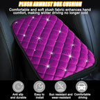 Mandark Bling Car Center Console Cover, Crystal Rhinestone Fluffy Automotive Armrest Seat Box Cushion Pad, Soft Comfortable Diamond Arm Rest Protection Mat, Universal Vehicle Accessories (Purple)