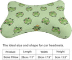 Car Pillow for Neck Pain Relief Support, Compatible with Cute Frog Memory Foam Car Neck Pillow for Car Seat with Adjustable Strap, 2 Pcs Car Headrest Pillow for Ergonomic Design