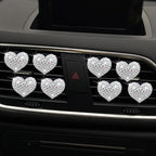 8 Pcs Bling Heart Air Vent Clips, Crystal Car Fresheners, Diffuser With Rhinestone Decoration, Cute Interior Accessories for Women Girls (Silver)