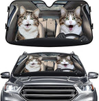 GENANY Naughty Cat Windshield Sun Shade for Car SUV Truck (55x30 inches), Sun Shade Windshield, Shades for Front Windows, Protector Blocks UV, Spring Car Decor