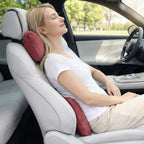 2PCS Car Pillow for Car Neck Pillow for Driving Seat Neck Support Soft Cushion Back Support Head-Rests for Vehicle Sleeping with Elastic Adjustment Strap (Red, Head and Lumbar)