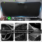 57.09x31.5 Holographic Front Windshield Sun Shade,Car Sun Shade Windshield for Thermal Insulation and Shading in 210T Titanium Silver Cloth,Collapsible Sunshade for Car Windshields