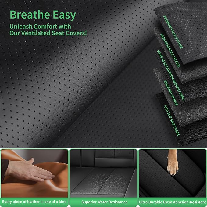 Fit Legacy Car Seat Covers for Subaru Legacy 2008-2023 2024 2025 2026 -Upgraded Premium Waterproof & Breathable Leather,Airbag Compatible,All-Weather Seat Cushion Protector,2 Front/Black-Beige