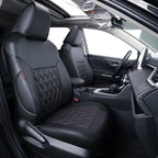 coverdream Custom Fit Seat Covers for Toyota RAV4 Adventure,TRD Off - Road 2024 2023 2022 2021 2020 2019,Full Coverage Leather Seat Protector (Red/Black,Full Set)