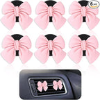 6pcs Pink Bow Car Vent Clips Air Freshener Vent Clip Cute Air Conditioning Outlet Clip Car Interior Decor Charm Accessories(3.2 cm, 3.4 cm)