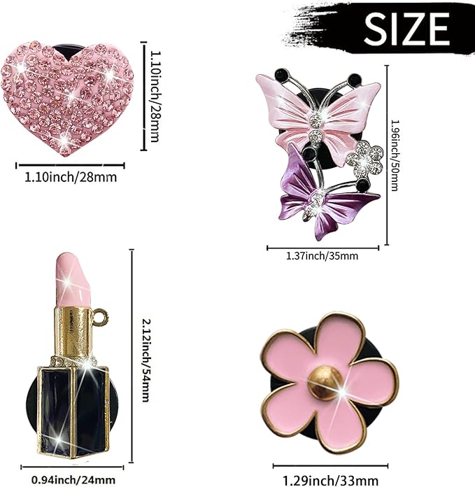Butterfly Daisy Air Vent Clips, Bling Butterfly Flower Car Air Fresheners Vent Clips Car Diffuser Vent Clip Rhinestone Car Decoration Interior Decor Cute Accessories for Women