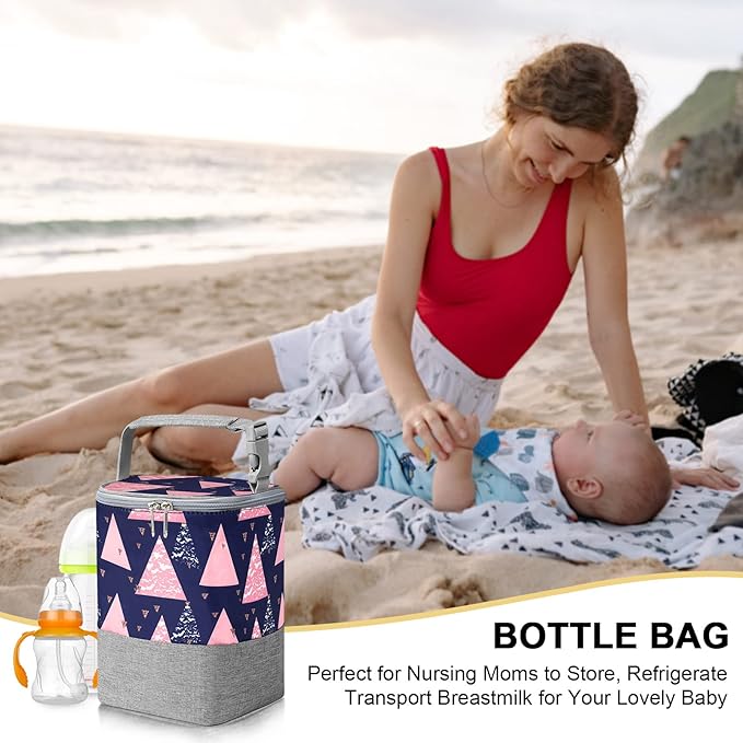 Accmor Breastmilk Cooler Bag, Baby Bottle Cooler Bags, Insulated Bottle Cooler Tote Bags On The Go, Fits 4 Large 8oz Bottles, for Nursing Mom Daycare Travel