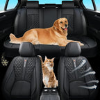 Black Universal Car Seat Covers Premium Nappa Leather with Lumbar Support Waterproof Full Set Non-Slip Contoured Fit Airbag Compatible Fits Most Vehicles Easy to Clean and Install