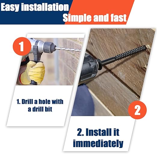 Tandefio 50 Pack 1/2''x 6'' Ceramic Black Lag Screw Kit with Washers Hex Lag Bolts Wood Screws Heavy Duty Ruspert Coating Hot Dip Galvanized Double Layer for Wood Decks Fences