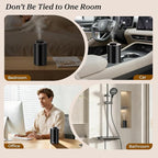 URPOWER Waterless Essential Oil Diffuser: No Water Needed Battery Operated Scent Diffuser - 2 * 20ML Hotel Fragrance Essential Oils - Cordless & Mini Oil Machine Aluminum for Car Home Office(Black)