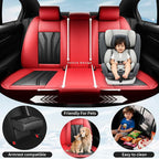 Fit Tucson Car Seat Covers Compatible with Hyundai Tucson 2010-2026, Premium Leather Breathable, Wear Resistant, Airbag Compatible, All-Weather Protection & Full Coverage, Full Set Red&Black