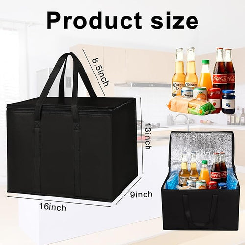 2 I 4 Pack Insulated Reusable Grocery Shopping Bags with zippered top,Food Delivery Bag,Collapsible Cooler Bag