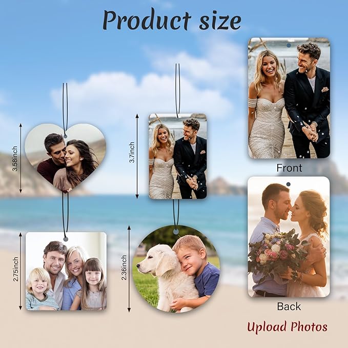 Custom Air fresheners with Picture - Personalized Photo Air Freshener for Car,Personalized Double Side Photo Text for Car Bathroom, Wardrobe Gifts for Boyfriend Men Women (Round, personalized)