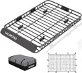 WILDROAD Car Roof Cargo Carrier Combo of Upgraded 64"x 39"x 4" Roof Rack Cargo Basket with 21 Cubic ft Ultra Waterproof Anti-Tear Fabric Cargo Carrier Bag and Super Duty Bungee Cargo Net
