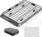 WILDROAD Car Roof Cargo Carrier Combo of Upgraded 64"x 39"x 4" Roof Rack Cargo Basket with 21 Cubic ft Ultra Waterproof Anti-Tear Fabric Cargo Carrier Bag and Super Duty Bungee Cargo Net