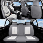 Coverado Seat Covers, Car Seat Covers Front Seats, Car Seat Cover, Car Seat Protector Waterproof, Seat Cushion Nappa Leather with Head Pillow, Carseat Cover Universal Fit for Most Cars (Gray&White)