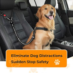 Dog Seat Belt for Car Headrest or Seatbelt Clip, Adjustable Reflective Dog Leash with Elastic Bungee Buffer, Nylon Safety Seatbelt Harness for Medium & Large Dogs (Black)