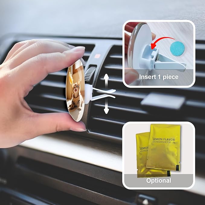 Custom Aromatherapy Air Vent Clip with Photo - Personalized Crystal Car Air Freshener - Customized Air Purifier Scented Crystal Clip for Interior Decoration
