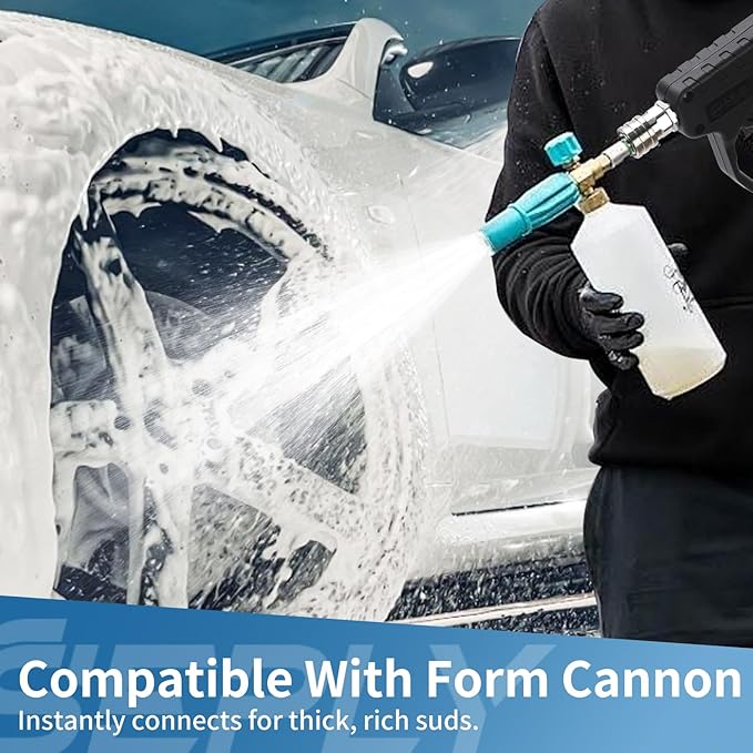 Pressure Washer Short Gun, 5000 PSI/10.5 GPM High Power Washer Spray Gun with 3/8'' Swivel Quick and M22-14mm Connect for Foam Cannon Car Wash