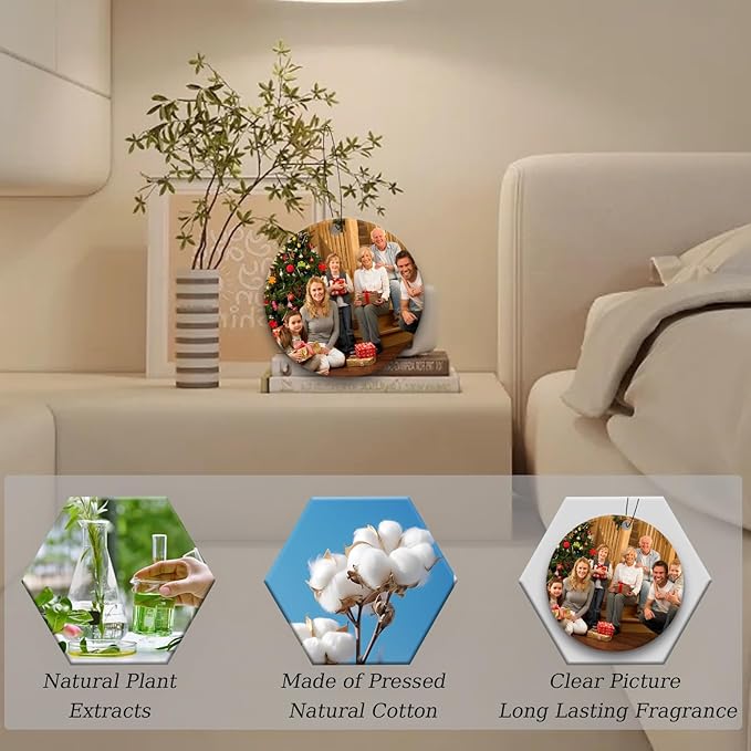Custom Air Fresheners with Picture-Personalized Air Freshener for Car-Hanging Air Freshener for Wardrobe,Bathroom,Livingroom (Round 5pcs)