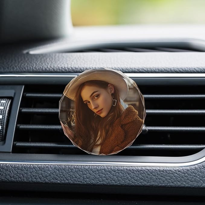 Custom Crystals Car Air Vent Clip with Photo Personalized Picture Car Air Freshener Clips Interior Car Accessories Decoration for Men Women
