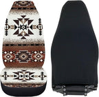 ELEQIN Car Seat Covers Two Front Only for Car, Brown Aztec Geometric Automotive Interior Covers, Quick Setup Universal Fit Seat Covers for Car, Truck, SUV