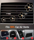 Daisy Flower Car Air Freshener Vent Clips, 4 Pcs Cute Car Accessories for Women Interior, Girly Decor Essentials, Truck Accessories, for Bathroom Office Pet Houses (Black, 3.1cm 2.9cm 2.2cm 1.6cm)