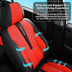 Red Car Seat Covers for Ford Bronco Sport 2021-2025 Car Seat Cover, Premium Leather, 5 Seats Full Set, Waterproof, with Lumbar Support, Protect and Upgrade Seats