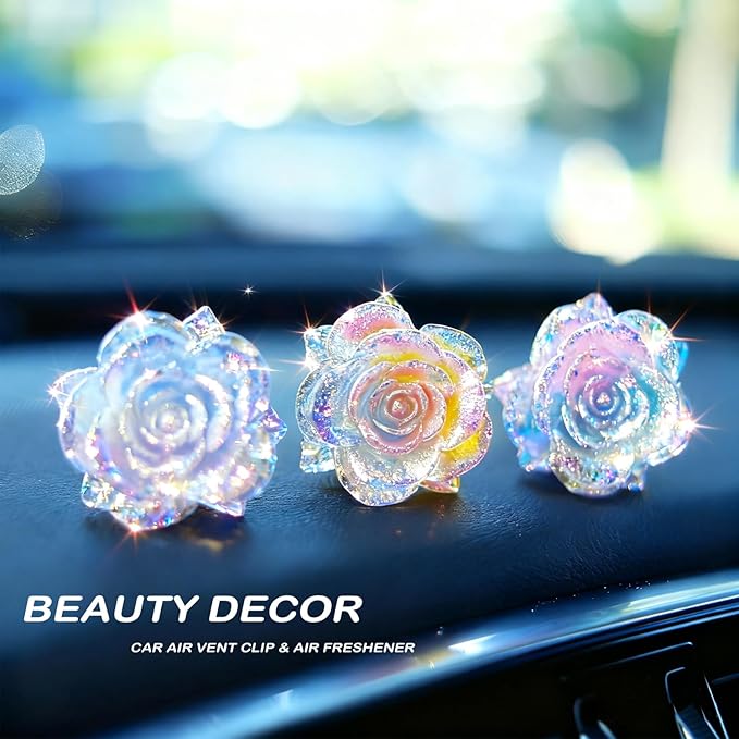 6Pcs Car Cute Colorful Big Flower Car Air Vent Clips Dashboard Decoration Air Freshener Interior Decor for Women Girl