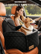 Dog Car Seat for Small/Medium Dogs, Elevated Dog Booster Seat Memory Foam Puppy Car Seat with Washable Cover, Travel Safety Pet Seat for Car with Storage Pockets Up to 35 lbs (Black)